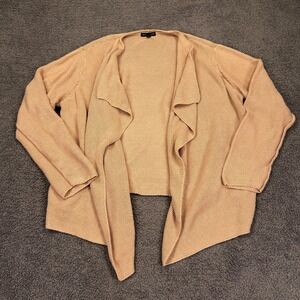 Eileen Fisher Cardigan Womens XL Beige Linen Cotton Open Front Drape Boxy Drape‎